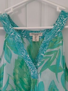 Christian Siriano Green Teal Lightweight V-Neck Top